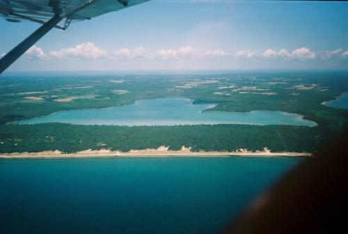 Clark Lake shoreline and water from above